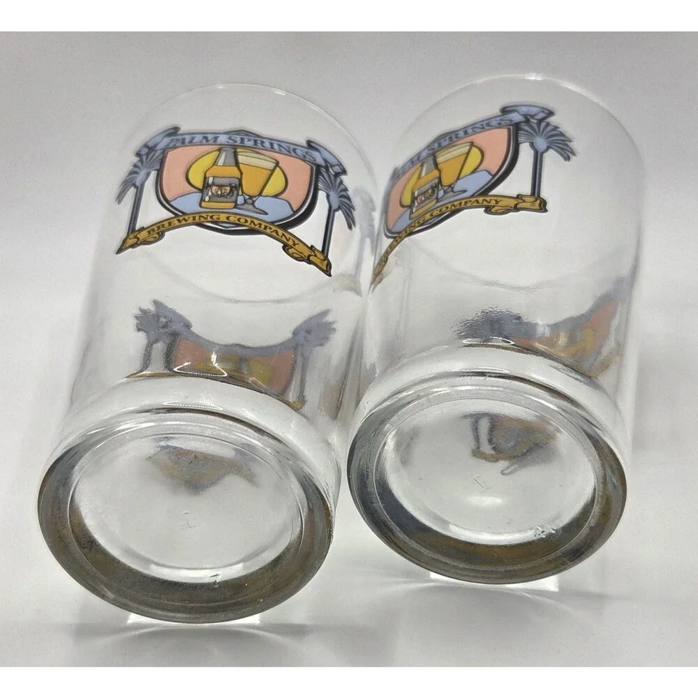 Set of 2 VTG Palm Springs Brewing Company Shaker-style Pint Glasses Defunct